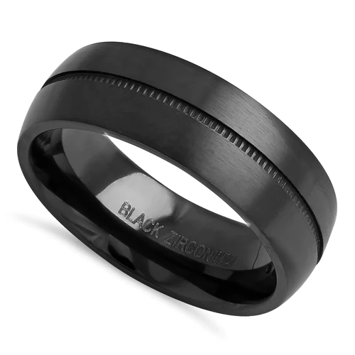 JB:TRP104 Black Zirconium 7mm Brushed Band Ring