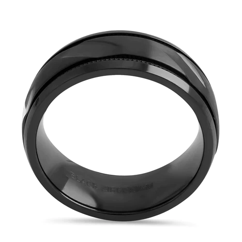 JB:TRP107 Black Zirconium 8mm Coin Edged Brushed Band Ring