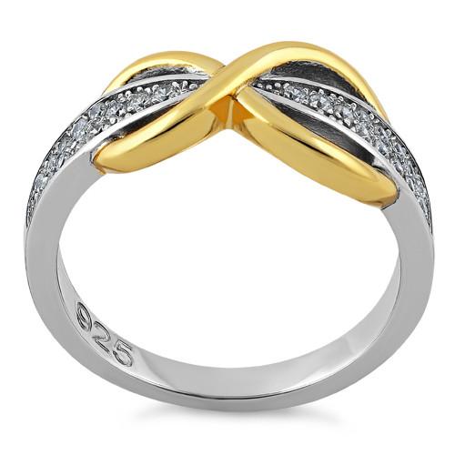 JB:SRZ5797 Sterling Silver Infinity Pave Two-Tone Clear CZ Ring