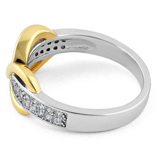 JB:SRZ5797 Sterling Silver Infinity Pave Two-Tone Clear CZ Ring
