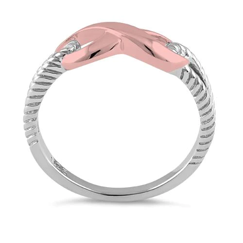 JB:SRP1306 Sterling Silver Two Tone Rose Gold Plated Infinity Ring