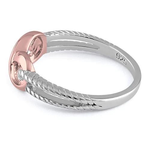 JB:SRP1306 Sterling Silver Two Tone Rose Gold Plated Infinity Ring