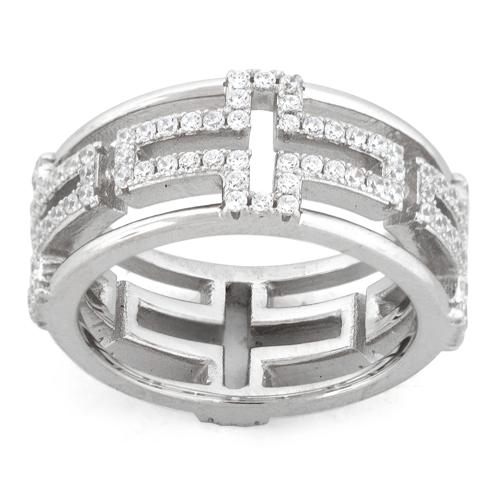 JB:SRZ4725 Sterling Silver Eternity Cross Pave CZ Ring