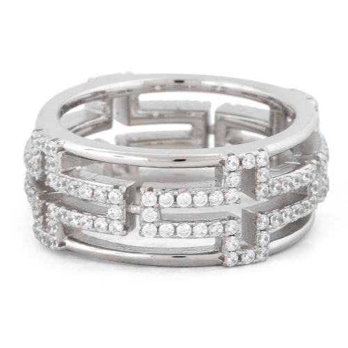 JB:SRZ4725 Sterling Silver Eternity Cross Pave CZ Ring
