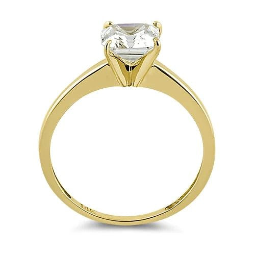 JB:ORZ028 Solid 14K Yellow Gold Asscher 6.5mm Clear CZ Engagement Ring