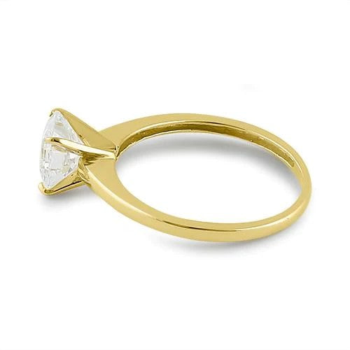 JB:ORZ028 Solid 14K Yellow Gold Asscher 6.5mm Clear CZ Engagement Ring