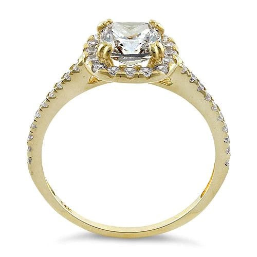 JB:ORZ005 Solid 14K Gold Princess Halo CZ Ring