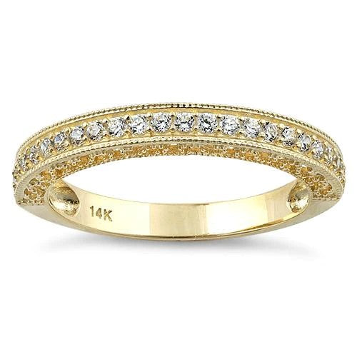 JB:ORRZOO7 Solid 14K Yellow Gold Half Eternity Clear CZ Ring