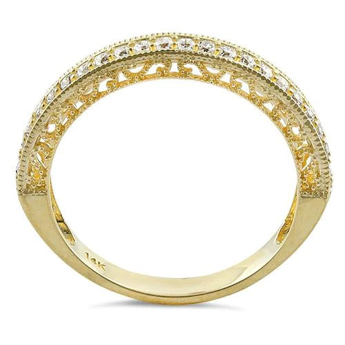 JB:ORRZOO7 Solid 14K Yellow Gold Half Eternity Clear CZ Ring