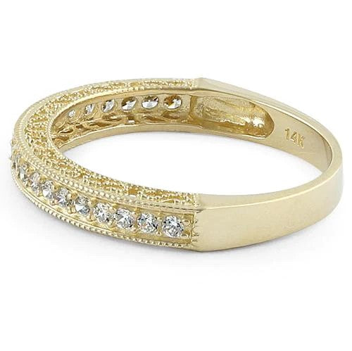 JB:ORRZOO7 Solid 14K Yellow Gold Half Eternity Clear CZ Ring
