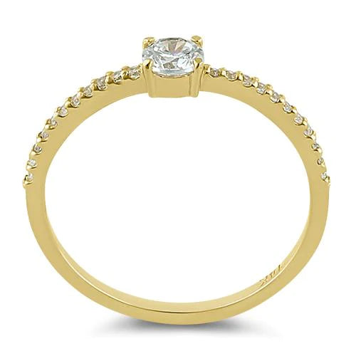 JB:ORZ024 Solid 14K Yellow Gold Round 4mm Clear CZ Ring