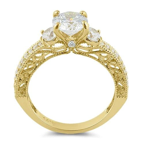JB:ORZ032 Solid 14K Yellow Gold Round 7mm Clear CZ Engagement Ring