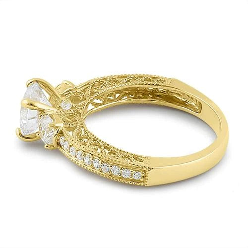 JB:ORZ032 Solid 14K Yellow Gold Round 7mm Clear CZ Engagement Ring
