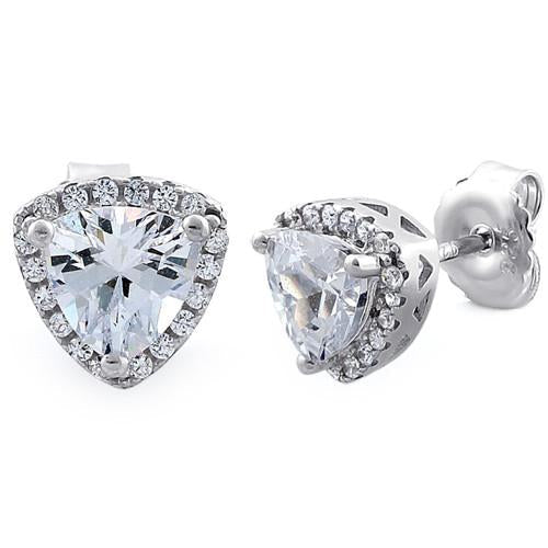 JB:SEZ782 Sterling Silver Trillion Stud CZ Ear...