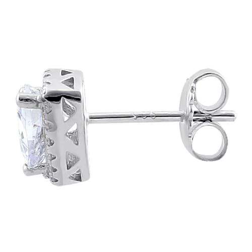 JB:SEZ782 Sterling Silver Trillion Stud CZ Ear...