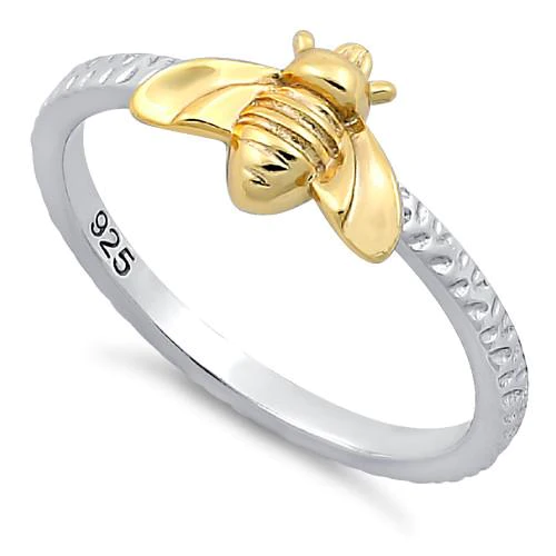 JB:SRP1234 Sterling Silver Bee Two Toned Ring
