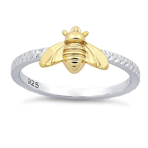 JB:SRP1234 Sterling Silver Bee Two Toned Ring