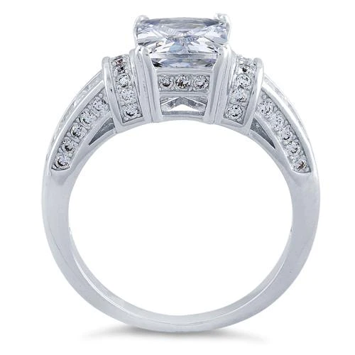 JB:SRZ5065  Sterling Silver Clear Emerald Cut CZ