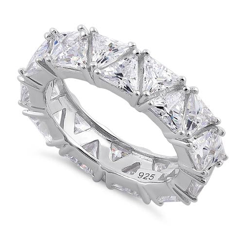JB:SRZ5395 Sterling Silver Eternity Triangle Clear CZ Ring