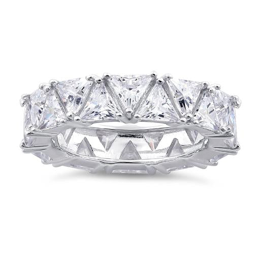 JB:SRZ5395 Sterling Silver Eternity Triangle Clear CZ Ring