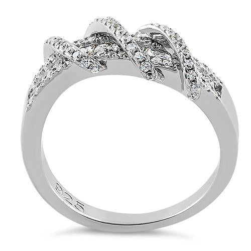 JB:SRZ517 Sterling Silver Exotic Twisted CZ Ring