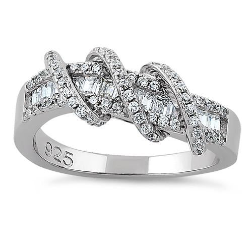 JB:SRZ517 Sterling Silver Exotic Twisted CZ Ring