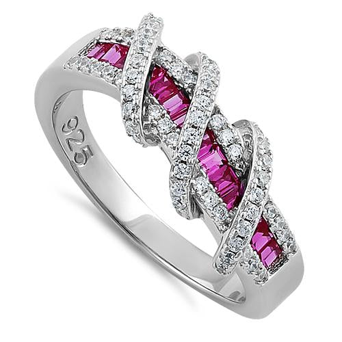 JB:SRZ5874 Sterling Silver Exotic Heart Ruby CZ Ring