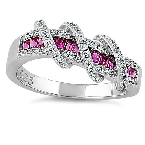 JB:SRZ5874 Sterling Silver Exotic Heart Ruby CZ Ring