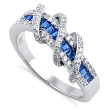 JB:SRZ4810 Sterling Silver Exotic Twisted Sapphire CZ Ring