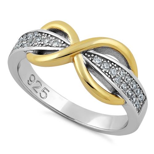 JB:SRZ5797 Sterling Silver Infinity Pave Two-Tone Clear CZ Ring