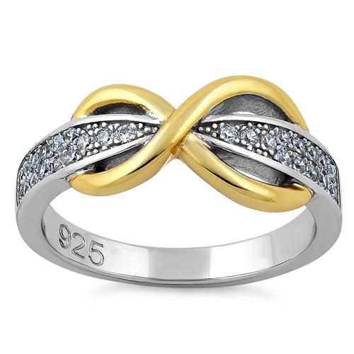 JB:SRZ5797 Sterling Silver Infinity Pave Two-Tone Clear CZ Ring