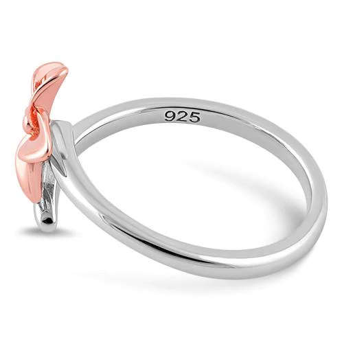 JB:SRZ1434 Sterling Silver Plumeria Two-tone Rose Gold Ring